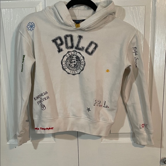 Polo Ralph Lauren Other - Polo by Ralph Lauren Cream Hoodie Large 10/12 Girls Sweatshirt
